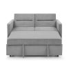 Loveseats Sofa Bed with Pull-out Bed, Adjsutable Back and Two Arm Pocket,Grey