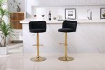Modern Barstools Bar Height, Swivel Velvet Bar Stool Counter Height Bar Chairs Adjustable Tufted Stool with Back& Footrest for Home Bar Kitchen Island