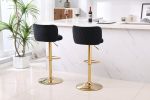 Modern Barstools Bar Height, Swivel Velvet Bar Stool Counter Height Bar Chairs Adjustable Tufted Stool with Back& Footrest for Home Bar Kitchen Island
