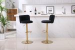 Modern Barstools Bar Height, Swivel Velvet Bar Stool Counter Height Bar Chairs Adjustable Tufted Stool with Back& Footrest for Home Bar Kitchen Island