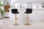 Modern Barstools Bar Height, Swivel Velvet Bar Stool Counter Height Bar Chairs Adjustable Tufted Stool with Back& Footrest for Home Bar Kitchen Island