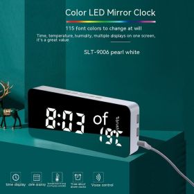 Creative Mobile Phone Charging Mirror Wall-mounted Alarm Clock Snooze Voice Control (Option: White-Ordinary)