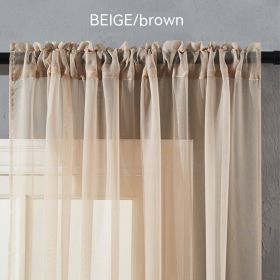 Factory Direct Sales Finished Window Screen Curtain Terylene Solid Color Window Screen Hot-selling (Option: Beige-W100x200)