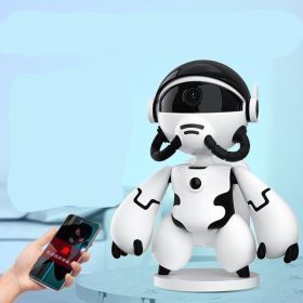 Space Robot Monitor Low Power Battery Plug-in Free Household (Color: White)