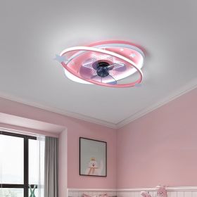 Intelligent Modern Simple Children's Bedroom One Iron Chandelier (Option: Pink-Three color light remote contr)