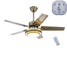 Modern Home Dining Room Bedroom Large Wind Integrated With Light Fan (Option: Copper-42inches-36W dimming remote control)
