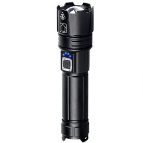 Telescopic Zoom Input And Output USB Rechargeable Outdoor Strong Light Flashlight (Option: Flashlight-USB)
