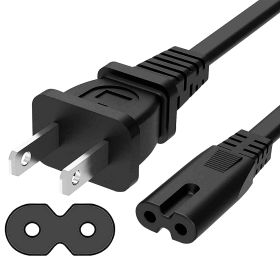 5 Core 6ft & 12ft 2 Prong Non-Polarized AC Wall Power Cable 2 Slot Cord for HP Dell Samsung Sony Asus Acer Toshiba Laptop Charger LED LCD Monitor Repl (size: PP 1002 2PCS)
