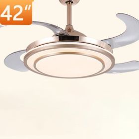 Home Full Spectrum Eye Protection LED Fan Chandelier (Option: 42in9099 gold-Variable frequency plate)