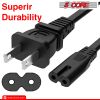 5 Core 6ft & 12ft 2 Prong Non-Polarized AC Wall Power Cable 2 Slot Cord for HP Dell Samsung Sony Asus Acer Toshiba Laptop Charger LED LCD Monitor Repl