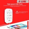 6 Outlet Wall Plug Extender with 4 USB Ports (4.8A Total); Multi Plug Outlet Adapter Wall Surge Protector 15A Electrical Outlet Expander with USB Port