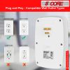6 Outlet Wall Plug Extender with 4 USB Ports (4.8A Total); Multi Plug Outlet Adapter Wall Surge Protector 15A Electrical Outlet Expander with USB Port
