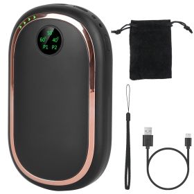 Rechargeable Hand Warmer Electric Hand Heater Portable Reusable Pocket Warmer Power Bank with Digital Display Sunset Light 3 Levels Double-sided Heati (Color: black)