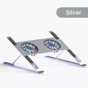 RGB Light Laptop Stand With Cooling Fan For iPad Tablet Bracket IPad Notebook Holder Support Macbook Gaming Laptop Accessories (Color: Silver, Ships From: China)