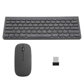 Wireless Keyboard and Mouse 2.4GHz Multimedia Mini Keyboard Mouse Combos USB Receiver (Color: black)