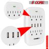 6 Outlet Wall Plug Extender with 4 USB Ports (4.8A Total); Multi Plug Outlet Adapter Wall Surge Protector 15A Electrical Outlet Expander with USB Port