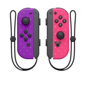 Wireless Switch Controller Joys Con Gamepad For Switch Control With Straps Dual Vibration Joysticks For Switch Joypad (Color: Purple pink, Bundle: With 2 Straps)