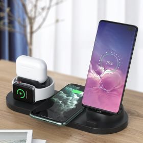 6 In 1 Rotate Holder Universal Wireless Charger For Phone Smart Watch Earphones (Color: black)