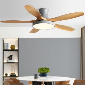 Domestic High Wind Low Floor Suction Fan Light (Option: Wood Grey-DC Remote control-48Inch)